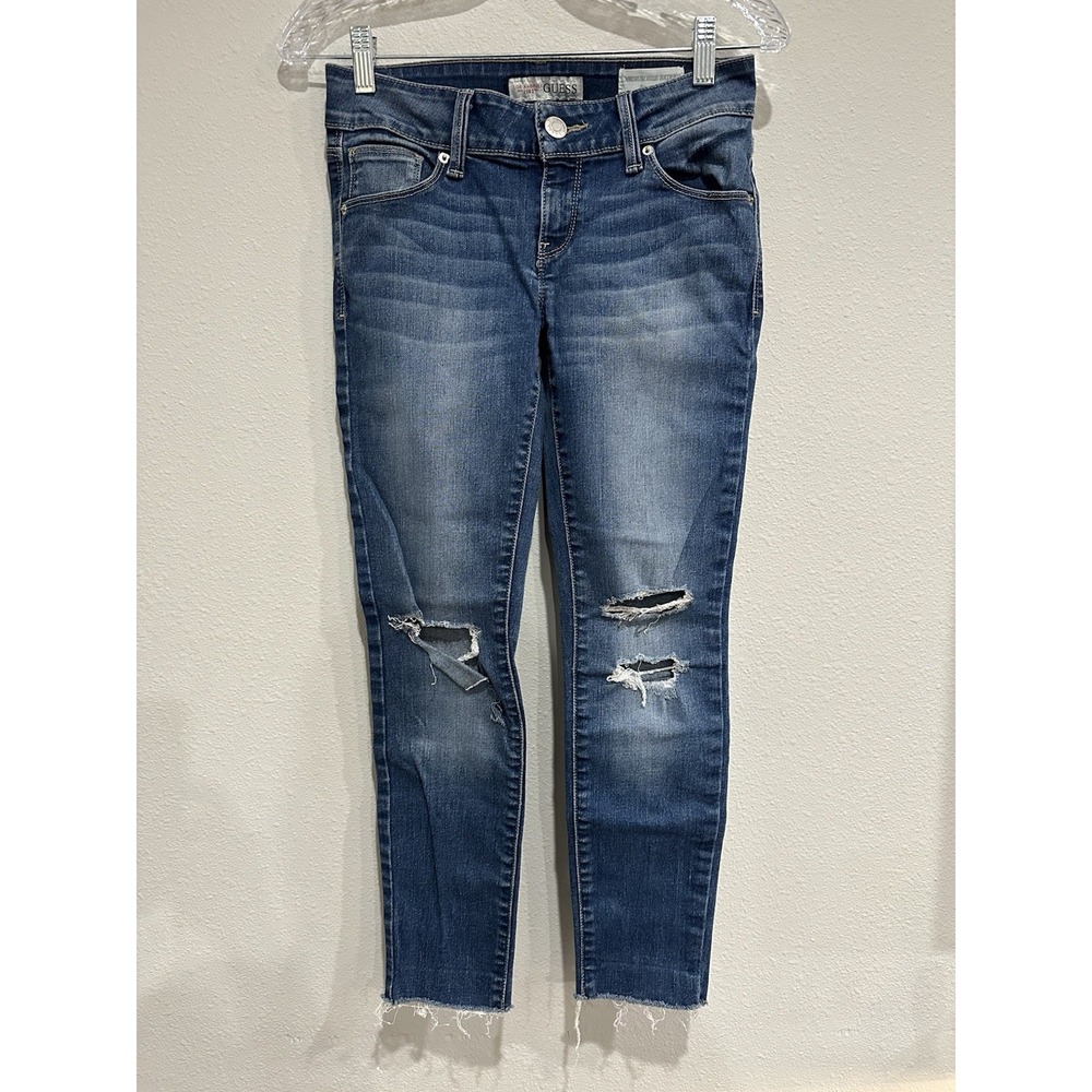Guess Medium Rise ankle Skinny Distressed Blue‎ Jeans Emma Fit Women's Size 26
